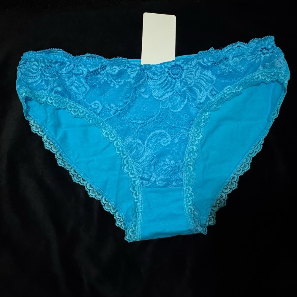 Lace Trim Blue Panties